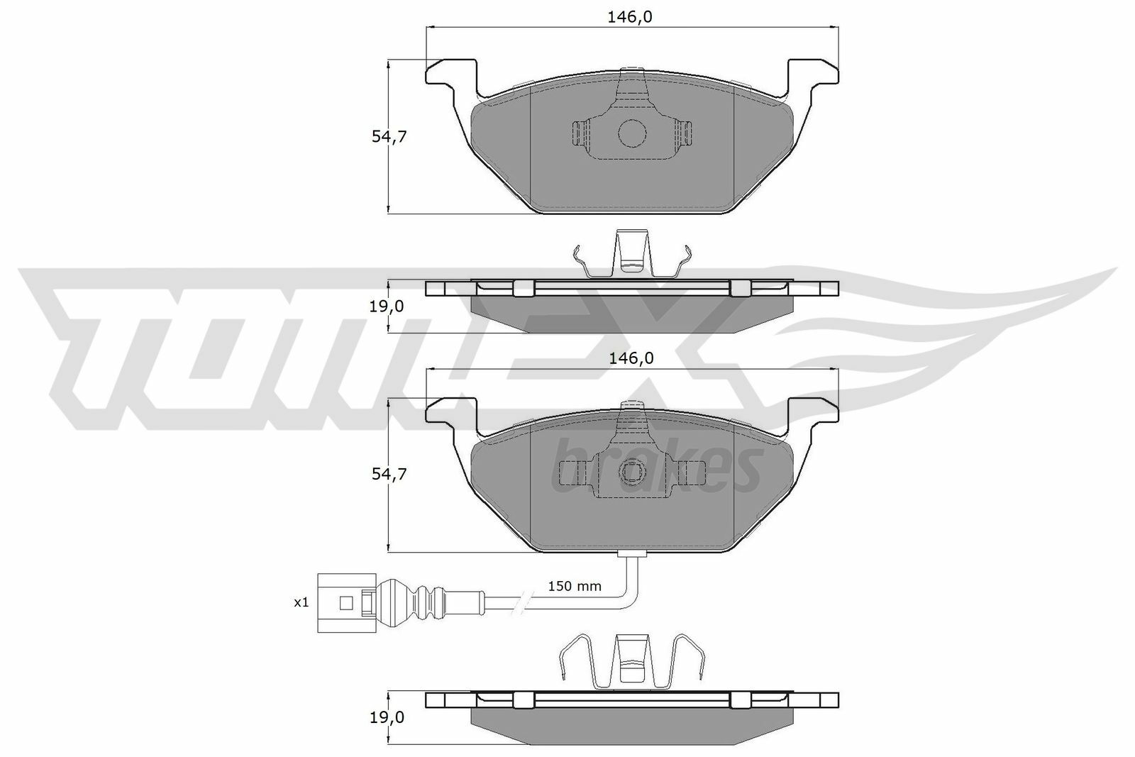 Sada brzdových destiček, kotoučová brzda TOMEX Brakes